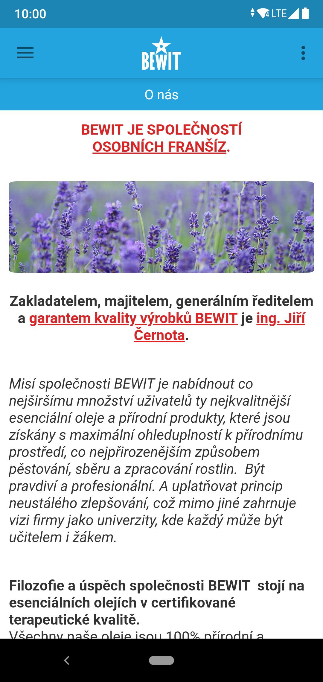 BEWIT — O značce, screenshot z Google Play